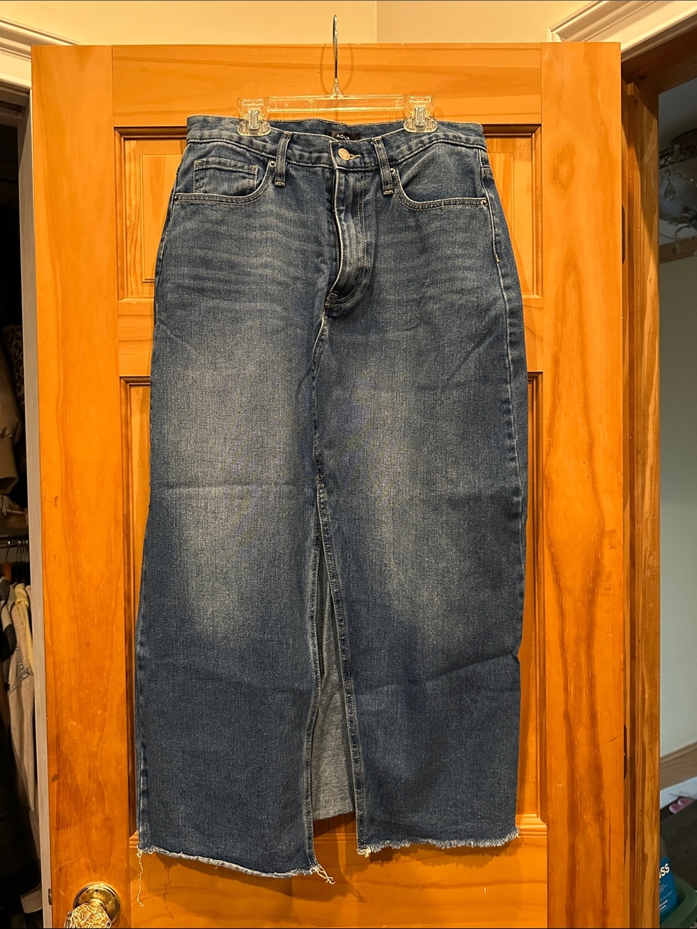 Aqua Women's Dark Blue Denim Maxi Skirt